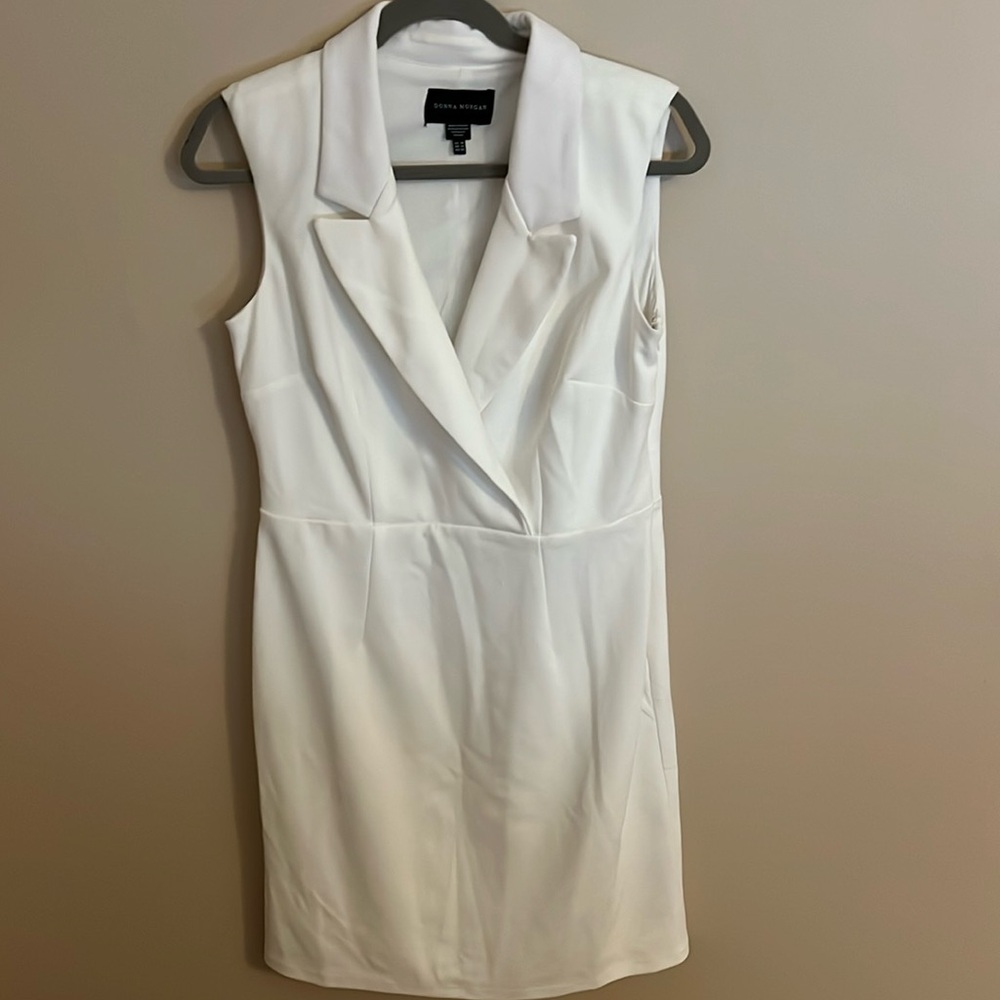 Donna Morgan White Tuxedo Dress